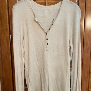 Aerie Ribbed Henley Long Sleeve T Shirt